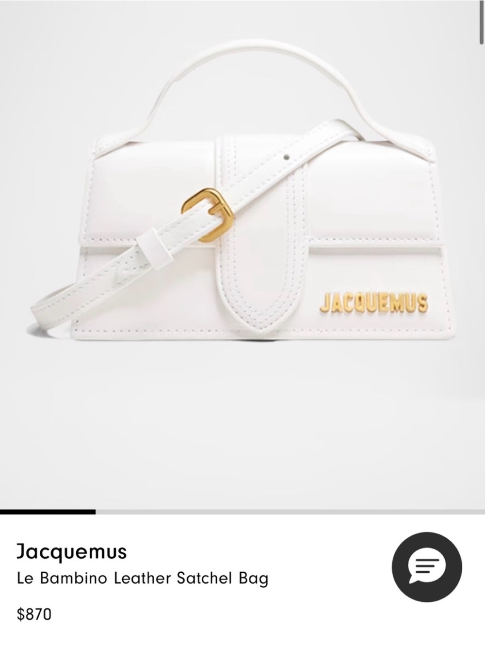 Jacquemus White Leather Satchel with Gold Hardware